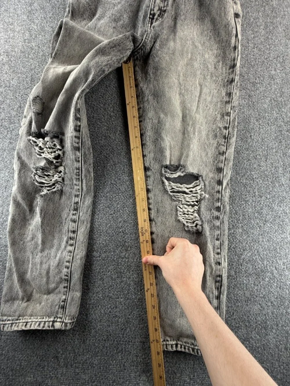 NWD Kancan Jeans Women Gray High Rise Elastic Waist Ripped Stretch ACTL 27X28